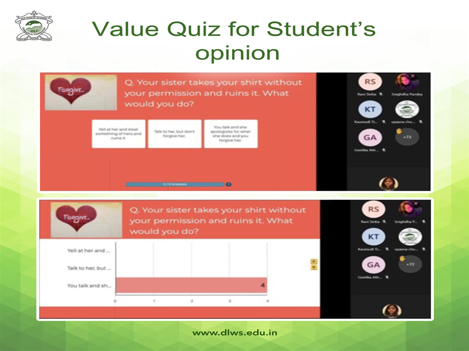 Value quiz for Student’s opinion